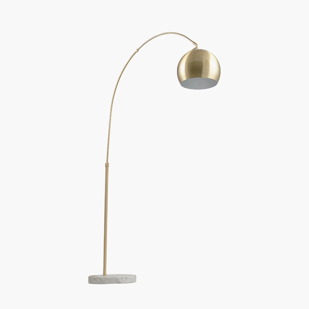 Feliciani Brushed Brass Metal & White Marble Floor Lamp